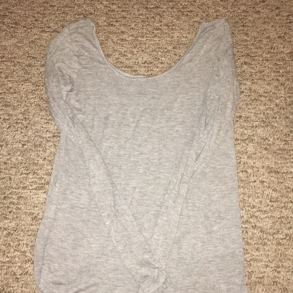 Grey off the shoulder long sleeve top